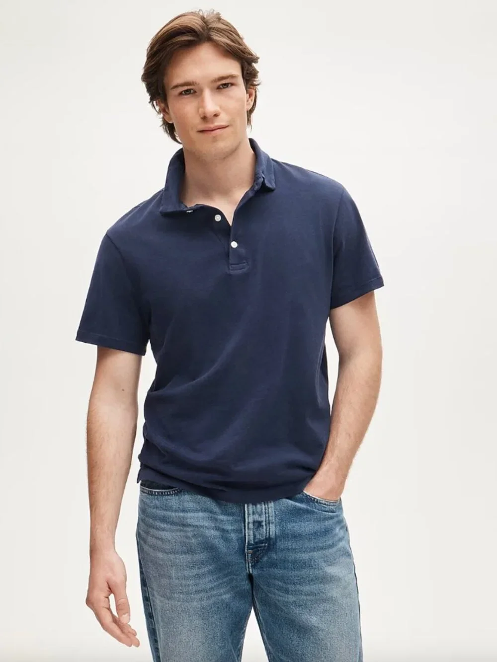 J. Crew Performance Jersey Polo Navy Contrast Collar Men's S